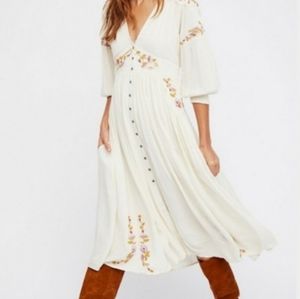 Free People Day Glow Embroidered Midi Dress